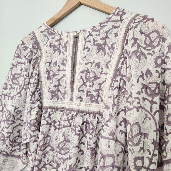 Cleobella Boho Peasant Blouse Paisley Flowy, S - Picture 6 of 9